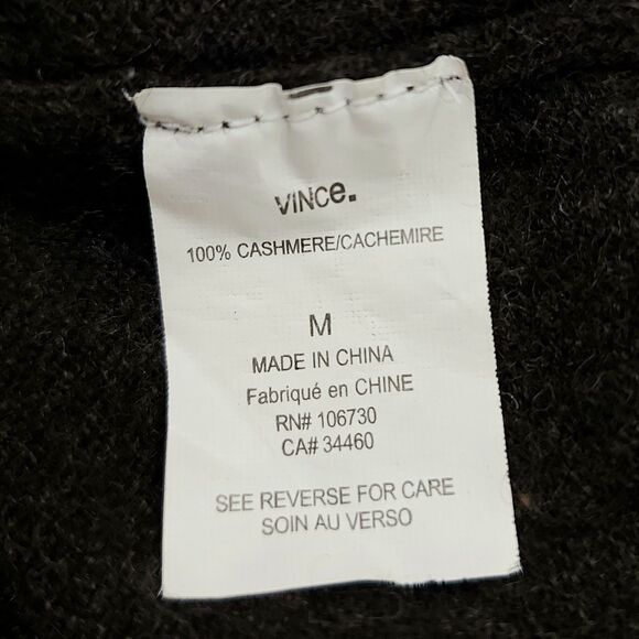 Vince Sweater Mens Medium Gray Black 100% Cashmere Color Block Knitted Office - Picture 9 of 12